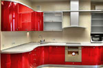 Интересен дизайн за кухня в червено по поръчка 554-2616   